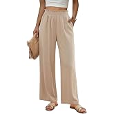 GRAPENT Linen Pants for Women Wide Leg High Waisted Paper Bag Smocked Waist Casual Summer Beach Vacation Palazzo Pants