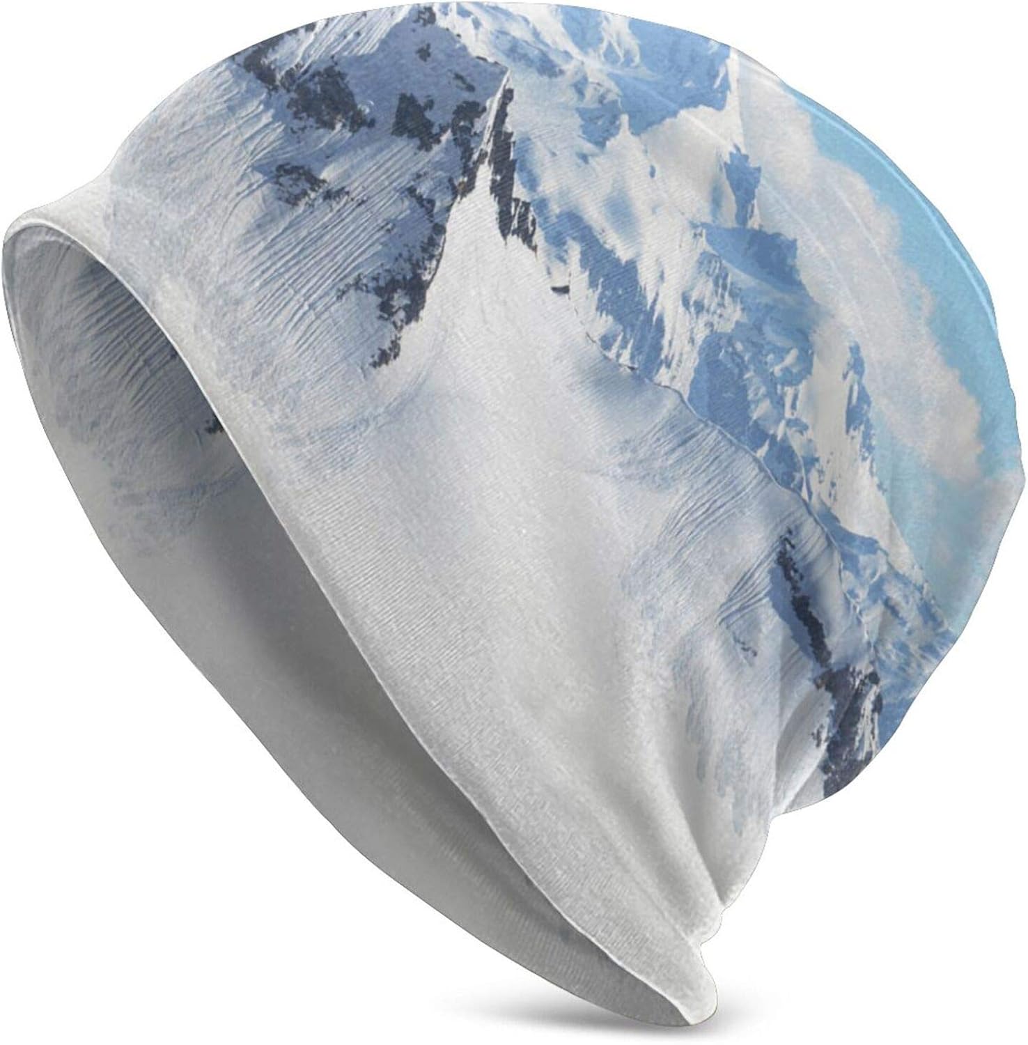 Unisex Adult Casual Beanie Hat Mountains with Peaks Covered with Snow, Caucasus Warm