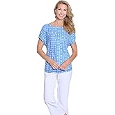 MULTIPLES Women's Cuffed Short Sleeve Dolman Faux Button Back Hi-Lo Top