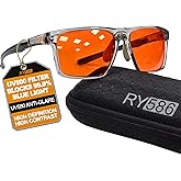 RY586 HD Premium Sleep Glasses P1AS 99.9% Blue Light Blocking Gaming Computer Screen Glasses Reduce Eyestrain & Glare High Contrast Definition UV580 nm