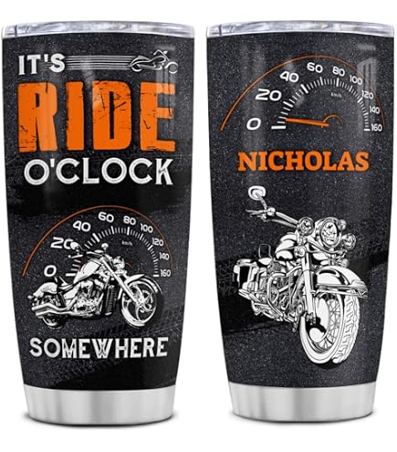 Onebttl Edelstahl-Bierkrug Mit Deckel – Motorrad-Motiv 'When Life Throws You A Curve...', 680 Ml, Doppelwandig Isoliert