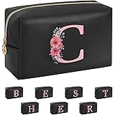 Easter Basket Gifts for Teen Girls Women, Initial Makeup Bag Small Cosmetic Bag, Birthday Gifts for Teen Girls Gifts Trendy Stuff, Personalized Gifts for Grandkids Teacher Friends Bride Bridesmaid