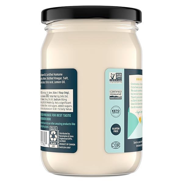 SIR KENSINGTON’S MAYONNAISE CLASSIC MAYO GLUTEN FREE, NON- GMO PROJECT VERIFIED, CERTIFIED HUMANE FREE RANGE EGGS, SHELF-STABLE 12 OZ