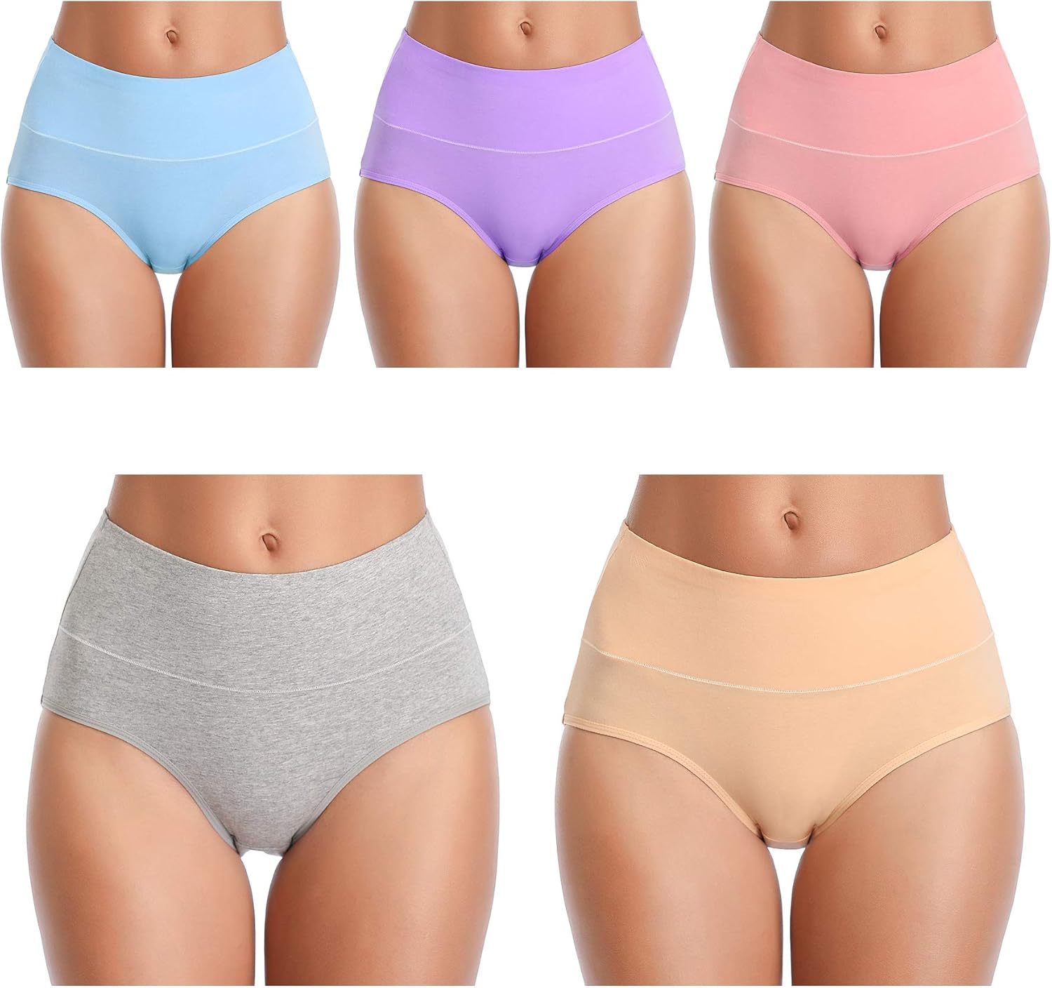 IESUNNY Women's Cotton Underwear Panties, MidHigh Waist Breathable