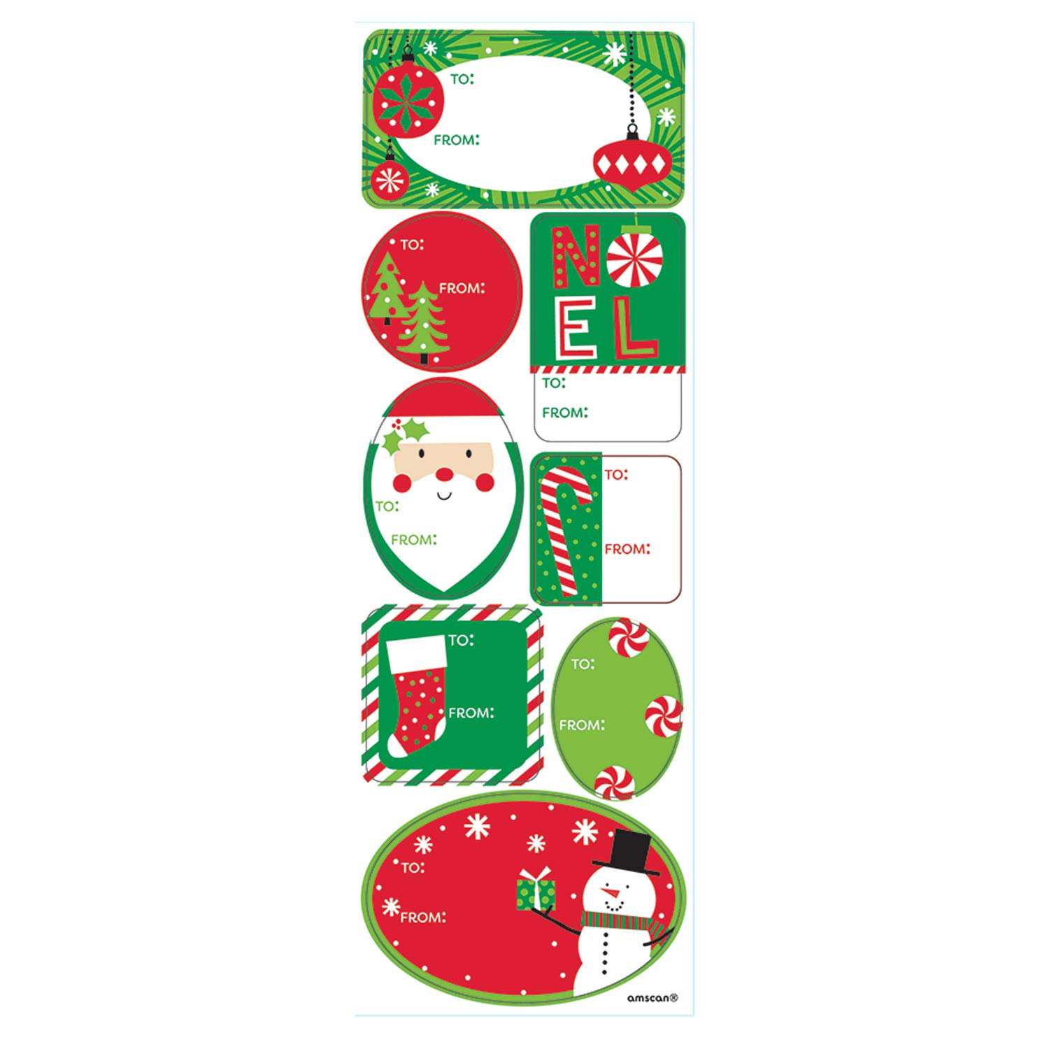 Amscan 260163 Jolly Christmas Gift Labels-8.9cm x 26cm-48 Pcs
