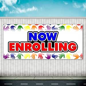 Amazon.com : Now Enrolling Banner 13 Oz Heavy Duty Vinyl Banner Sign