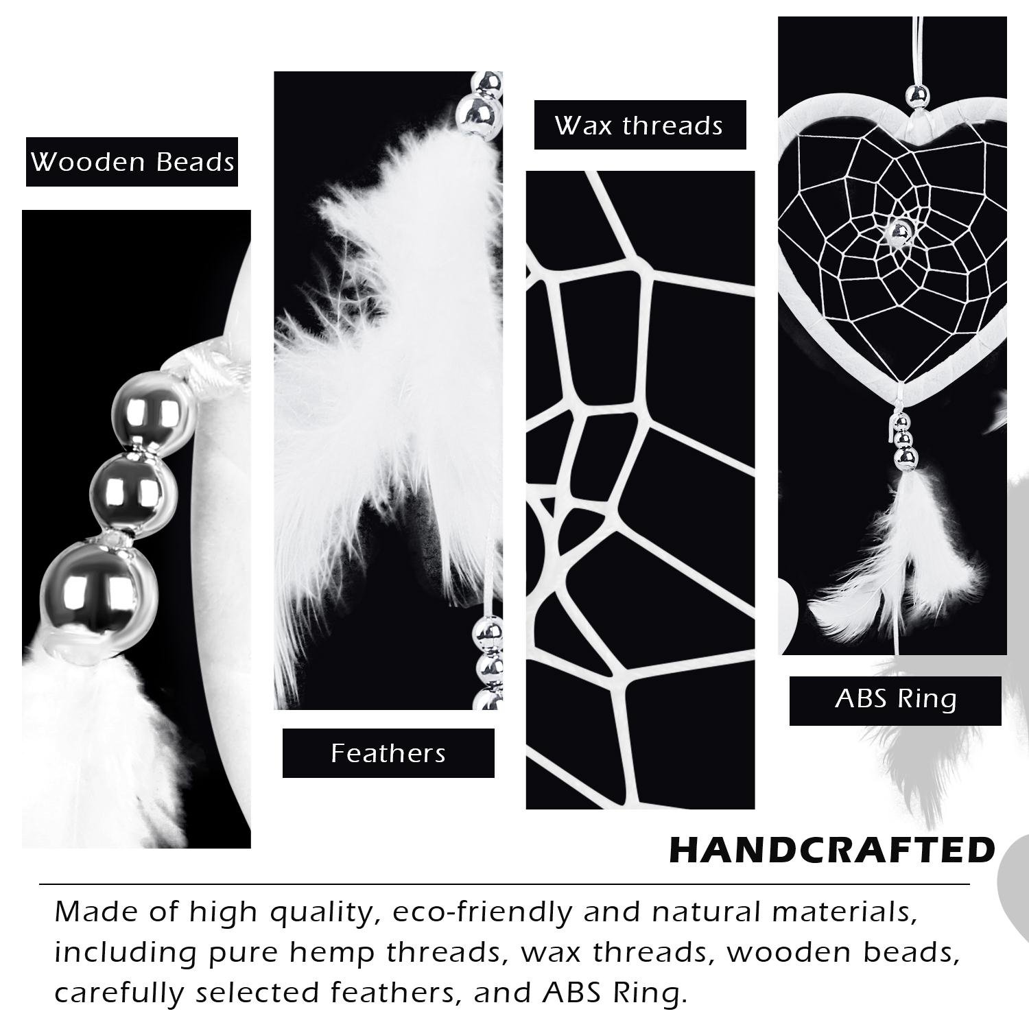 SOLEDI Dream Catcher White 37cm Heart Shape Handmade Traditional Circular Net Home Decor Wall Car Hanging Ornament Gift