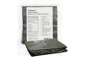Gim Pop Premium Sushi Seaweed Sheets Roasted Sushi Nori All Natural Gold Grade Dried Seaweed for Wrap Rice, Onigiri, Sushi (50 Full Sheets，140g) - Product of Korea, Restaurant Quality