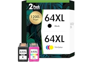 TONER H-PARTY 64XL 64 Black and Color Ink Cartridge Combo Pack Envy 7855 7900e for HP Printers Envy Photo 7855 7858 7155 7800 Inspire 7900e Series 7200e 7255e Tango 64 XL (2-Pack,Black,Tri-Color)