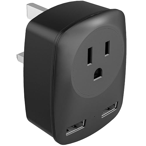 Usb Plug Adapter Reference US To UK Travel Plug Adapter, (2 USB Ports) UK Ireland England Scotland ...