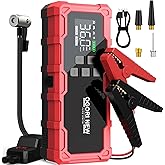 7000A Jump Starter with Air Compressor, 21800mAh 150PSI Portable Car Battery Jump Starter (All Gas/16L Diesel), 12V Supersafe Jump Box Car Battery Booster with Jumper Cables, Lights