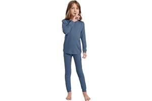 woolcano Kids Unisex 100% Merino Wool Base Layer Sets Lightweight Thermal Underwear