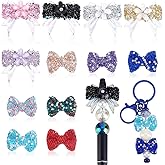 AHANDMAKER 12Pcs Rhinestone Bow Beads Resin Cute Beads Sparkle Beadable Bowknot Keychains for Pen Extenders Jewelry Making Valentine Easter Holiday Decoration 1.6mm & 3mm Holes