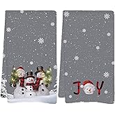 GOLDCROW Christmas Hand Towels Set of 2, Snowman Winter Holiday Soft Absorbent Small Bath Towel Kitchen Dish Guest Towel for Bathroom Hotel Gym Spa