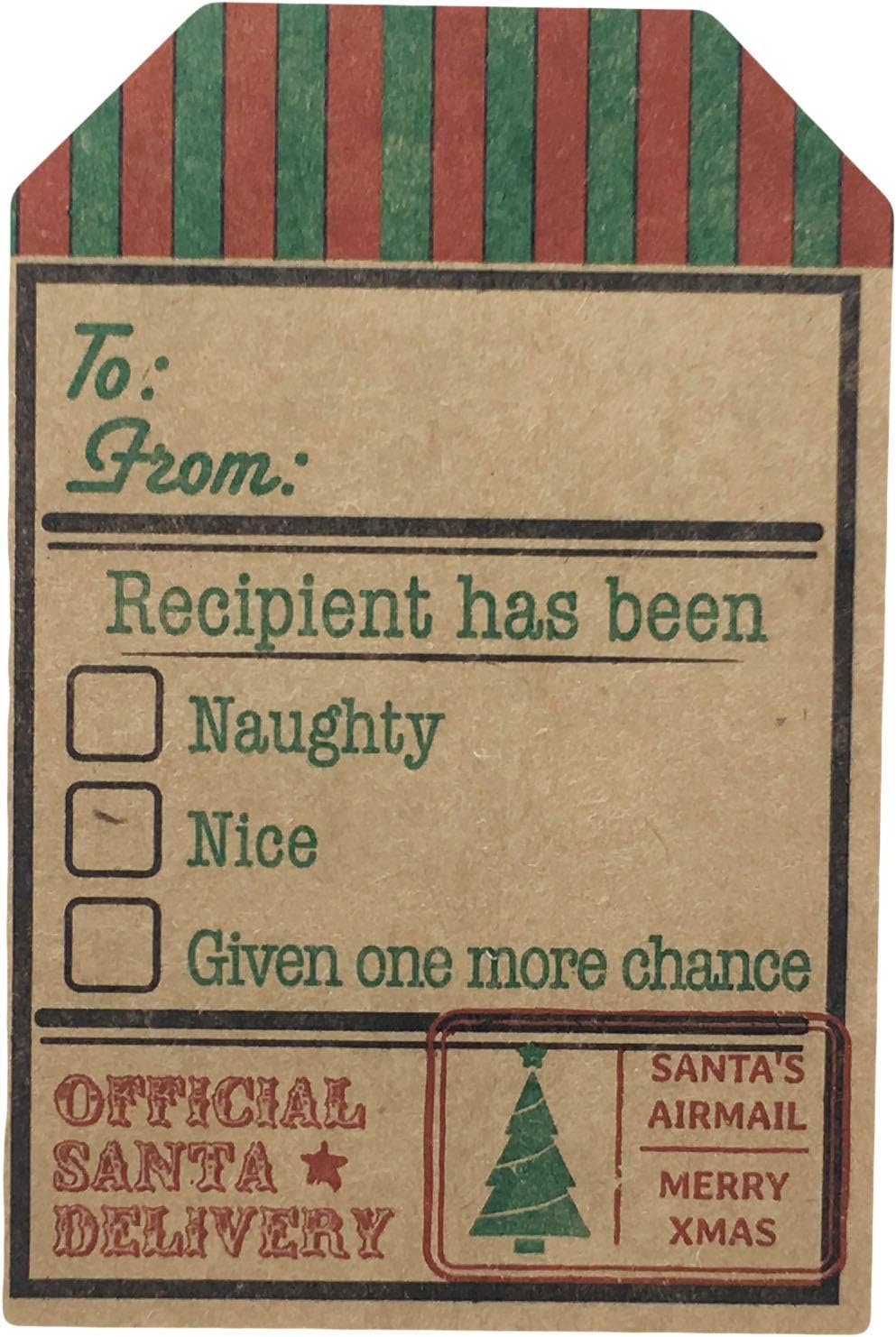 Natural Kraft from Santa Claus Stickers, 2” x 3” Inch Christmas Gift Tags 100 Total Labels : Office Products