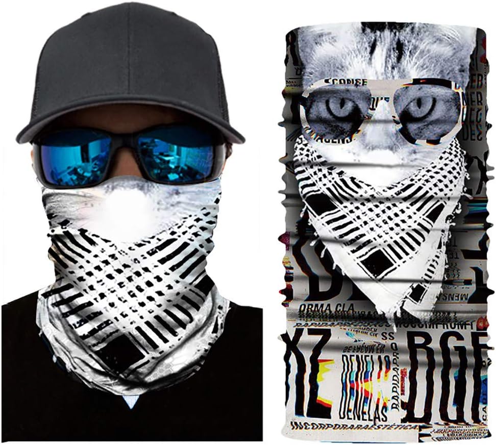 Stoota Cat Print Face Mask, Rave Bandana, Neck Gaiter, Scarf, Summer Balaclava for Dust Wind UV Protection