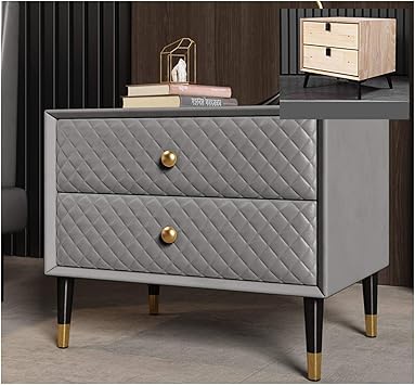 Amazon Com Rkrzlb Bedside Table 2 Drawer Rectangular Small Sofa Side End Table Nightstand For Bedroom Living Room 19 7x15 7x19 7inch Oak Nightstand Color Light Gray Furniture Decor
