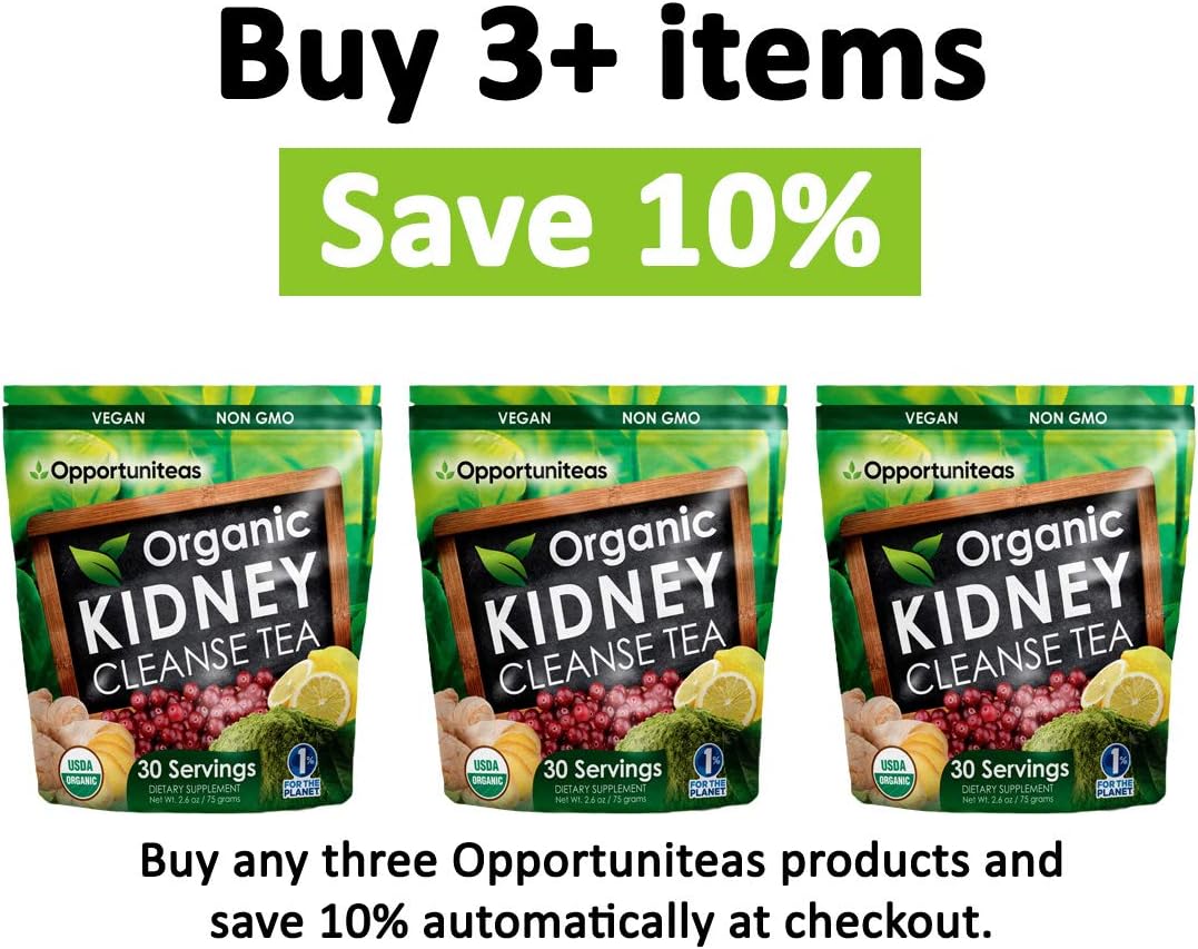 Organic Kidney Cleanse Tea - Matcha Green Tea, Cranberry, Lemon & Ginger - 4 Cleansing Superfoods For Drink, Shake, or Smoothie - Natural Detox Health Supplement Powder - Vegan & Non GMO - 30 Servings: Health & Personal Care