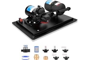 RV Water Diaphragm Pump 12 Volt DC 3.5 GPM 45PSI with 0.75L 125PSI Pre-Pressurized Accumulator Tank, 12V Fresh Water Pump and