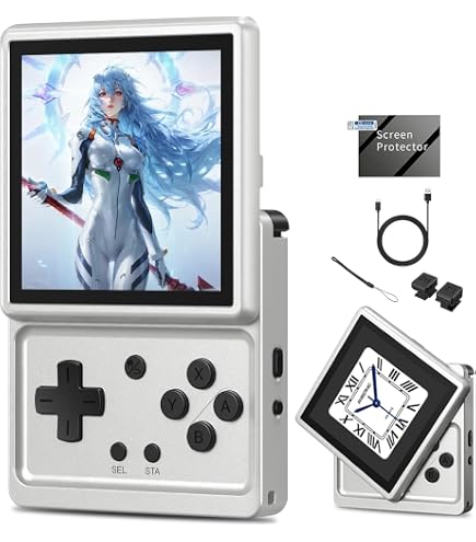 SXMA RG353PS – Console De Jeu Rétro Portable 128 Go + 5000+ Jeux Classiques – Écran IPS 3,5 Pouces – HDMI TV – Cadeau Pour Enfants