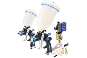Dynastus Pro Series Gravity Feed Composite HVLP Air Spray Gun Detail Paint Sprayer 2 Pcs Kits, with 1.0, 2.0 Nozzle
