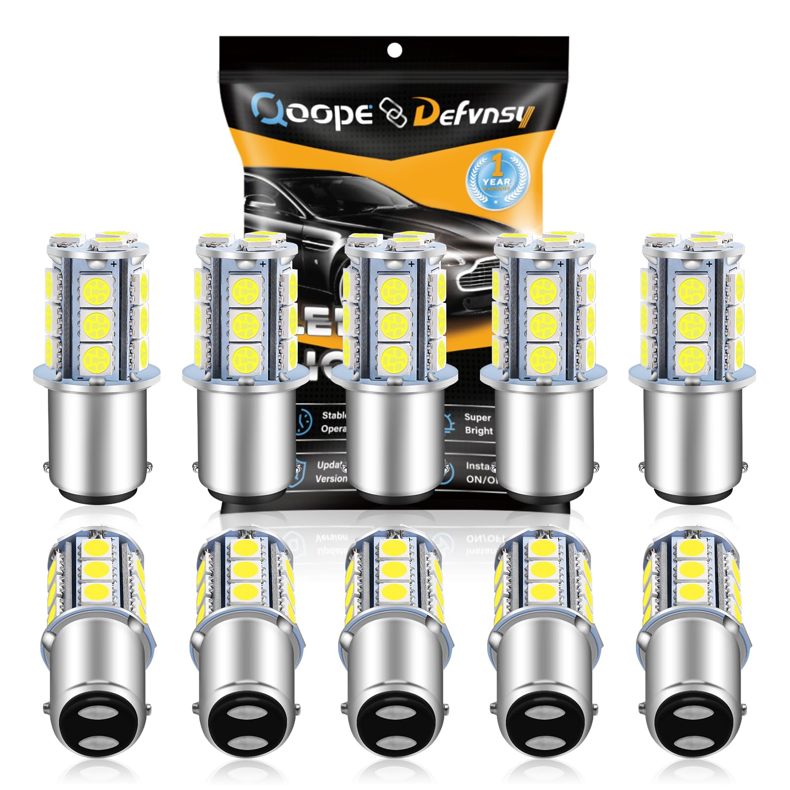 Defvnsy 1142 BA15D LED Bulb, 12V Super Bright White 1130 1196 1004 94 5050 18SMD Bulb Replacement for Camper Trailer Lighting Boat Yard Light Tail Interior Bulbs (Pack of 10)
