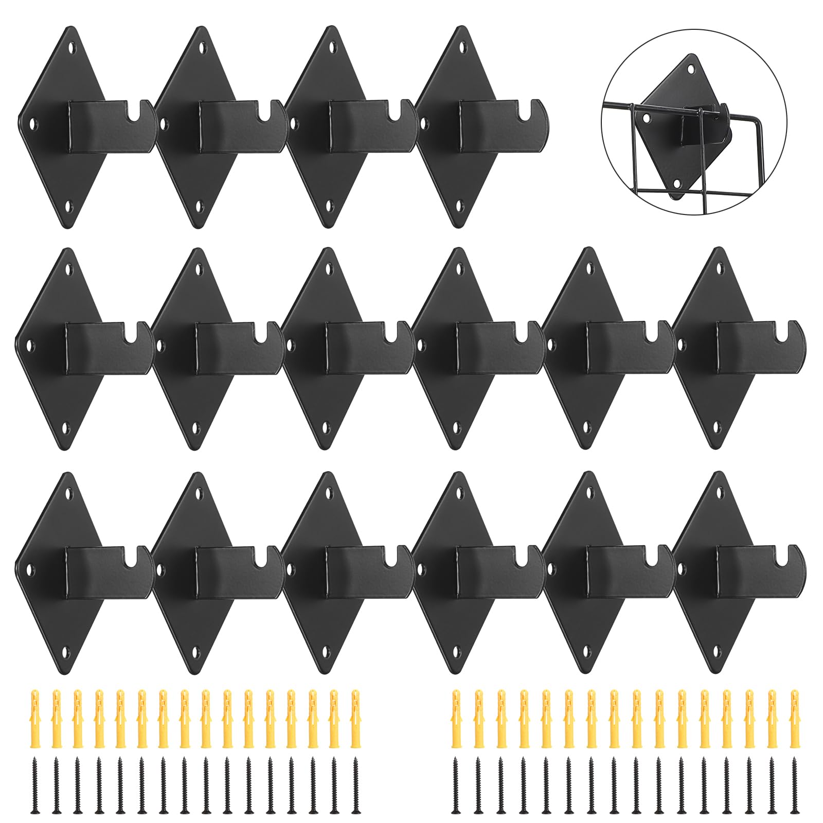 IGNPION 16Pcs Gridwall Mount Bracket, Mesh Grid Panel Support Bracket, Commercial Display Gridwall Holder Bracket Hook for Shop, Garages, Workshops