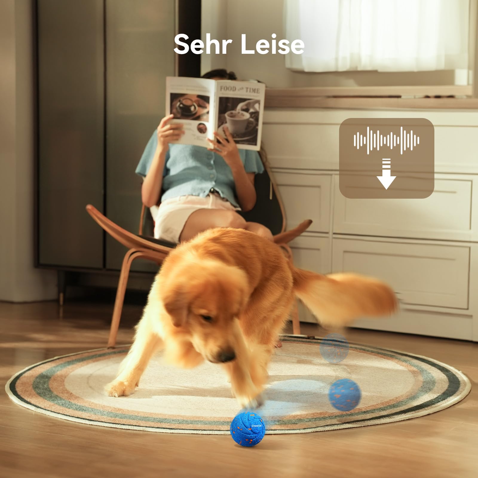 Cheerble Wicked Ball AIR - Interaktiver Hundeball mit 3 Spielmodi, Blau 9