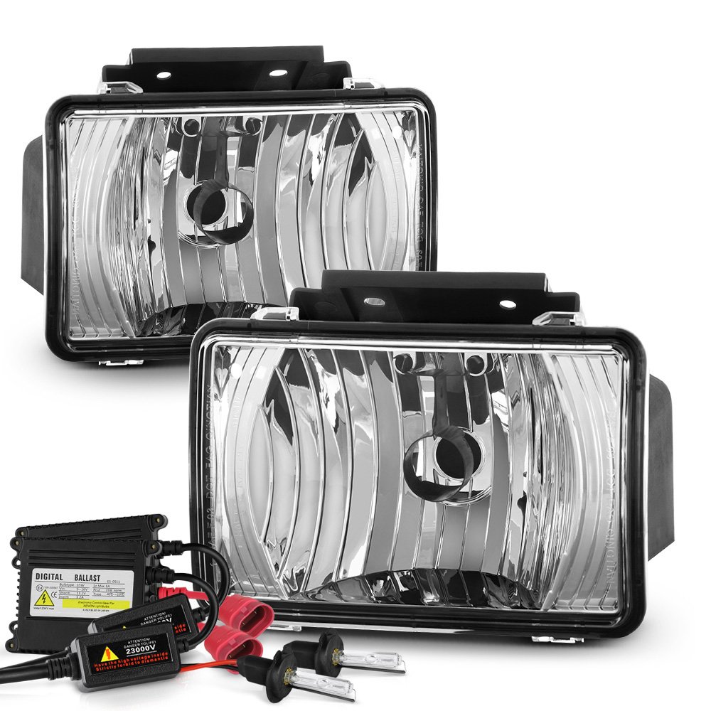 Complete Pair Of Headlight Assemblies For 2004-2012 GMC Canyon & Chevy Colorado - Chrome Housing, Halogen, Direct Fit Replacement