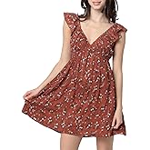 Angie Women's V-Neck Fluttter Sleeve Printed Dress
