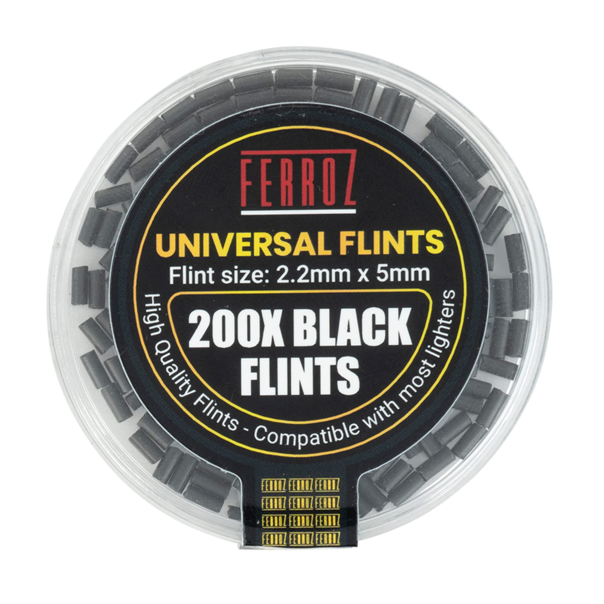 FERROZ Universal Lighter Flints - Replacement Flint Compatible with Most Lighters (Black, 200)