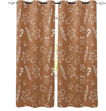 Cortinas opacas para dormitorio con patrón de pan de jengibre con