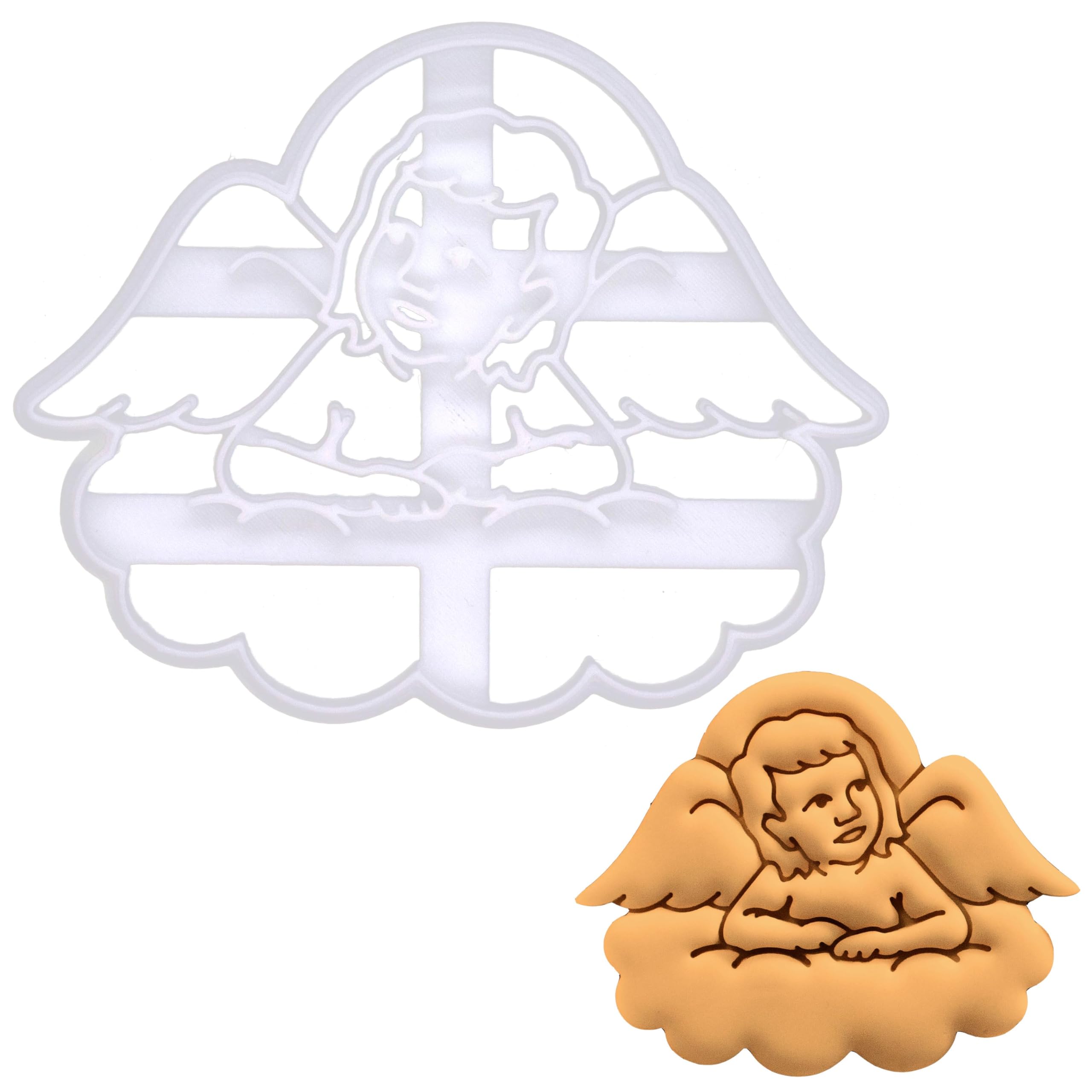 BAKERLOGY Cherub Angel Cookie Cutter - Detailed Biscuit Cutter Design for Baking and Crafts, Ideal on Fondant, Dough, Clay