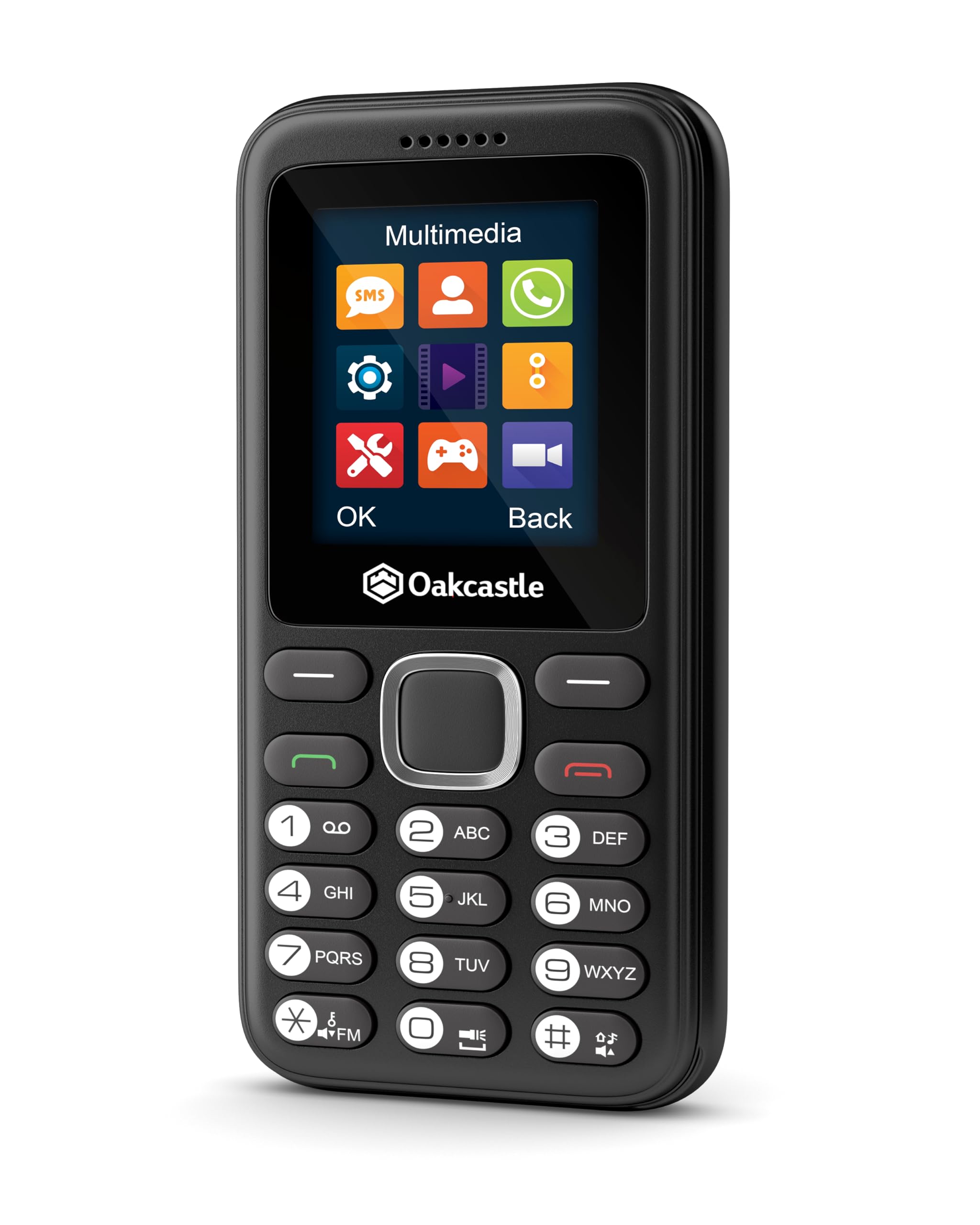 Oakcastle F100 | Unlocked Basic Mobile Phone | Dual SIM & Micro SD Card Slot | Bluetooth Enabled | 7 Day Battery Life Backup Mobile Phone | Media & Games | Sim Free Pay As You Go Phone for Seniors