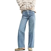 EMMIOL 047 Mid Rise Straight Leg Womens Baggy Jeans, Y2K Boyfriend Wide Leg Cute Trendy Loose Fit Denim Pants Stretch