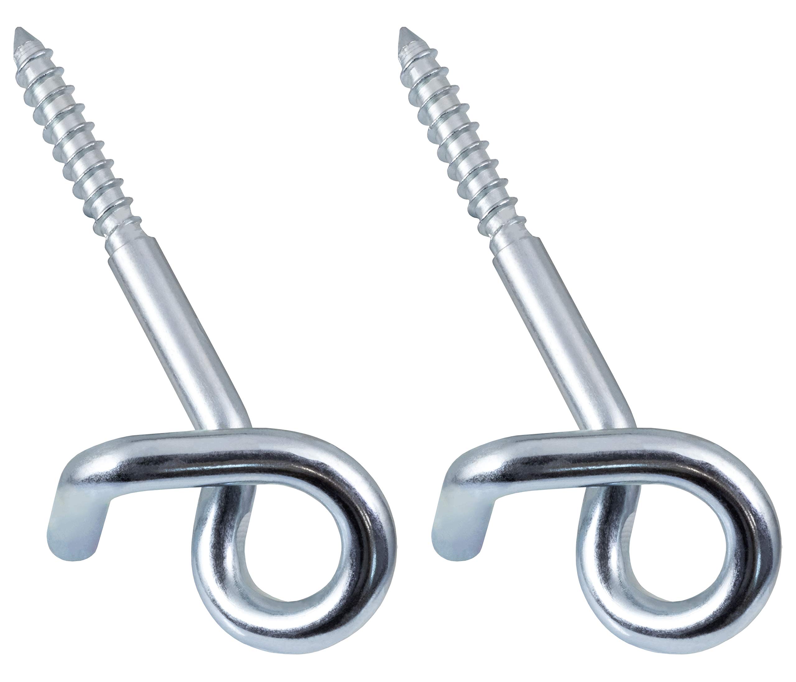 ALPENSTAHL 2 x safety swing hooks, galvanised steel, swing suspension, heavy duty 160 mm length, steel hooks with thread, solid safety hook, swing bracket