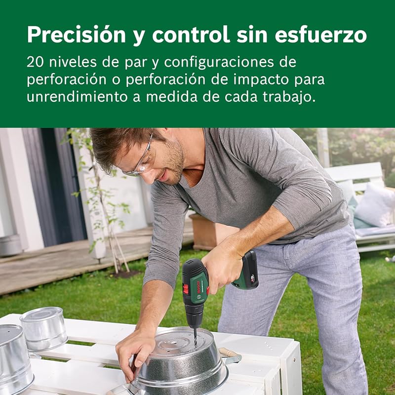 Furadeira e chave de fenda sem fio bosch home and garden universaldrill, 18 v, 2 baterias, sistema 18 v, em caixa, verde