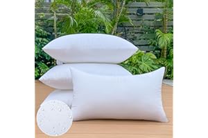 OTPIPCS 12 x 20 Outdoor Pillow Insert Set of 4 Small Lumbar Patio Furniture Pillows for Porch Couch Fall Throw Pillow Inserts Premium Decorative Stuffer Pillows Waterproof Rectangle White Cushion