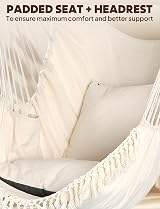 Chihee Hammock Chair Hanging Swing 2 Cushions Strong Straps Hooks view 6