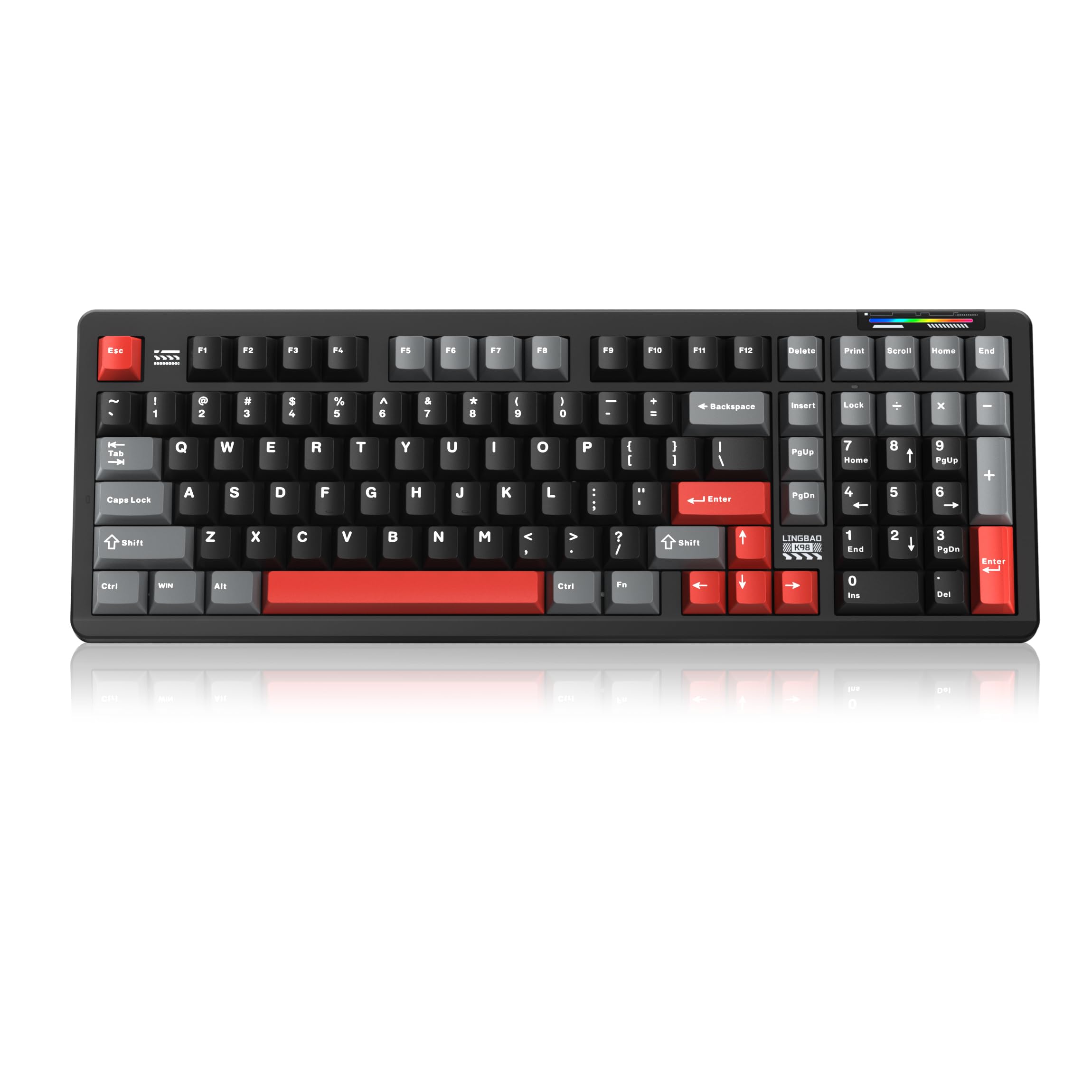 Photo 1 of LINGBAO K98 Wireless Mechanical Gaming Keyboard, Tri-Mode BT5.0/2.4GHz/USB-C, Gasket Custom Hot-Swappable Linear Switches Creamy Keyboard with Number Pad, RGB Backlit Gaming Keyboard for PC Laptop