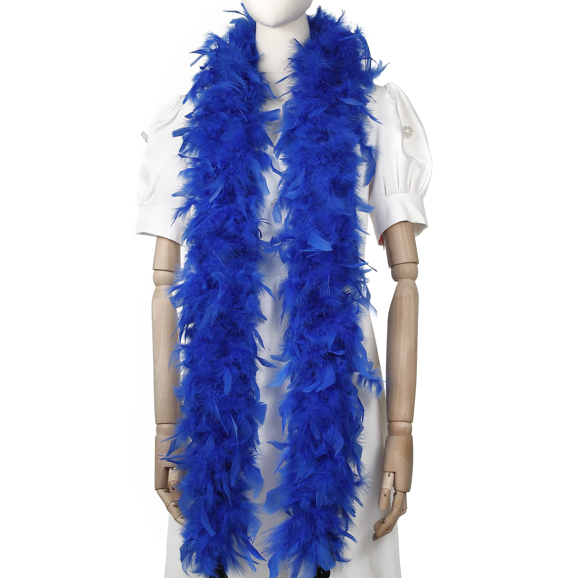 Larryhot 60g Blue Feather Boa - 2 Yards Turkey Boa Feathers for Party Bulk,Christmas,Wedding Centerpieces,Costume,Concert,Pet and Home Decoration (Blue)