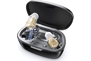 MEIMOUSE Hearing Aids for Seniors, Invisible Hearing Amplifiers with Noise Cancelling, Rechargeable Hearing Aids for Severe Hearing Loss Adults, Comfort In-ear Hearing Devices (Black skin)
