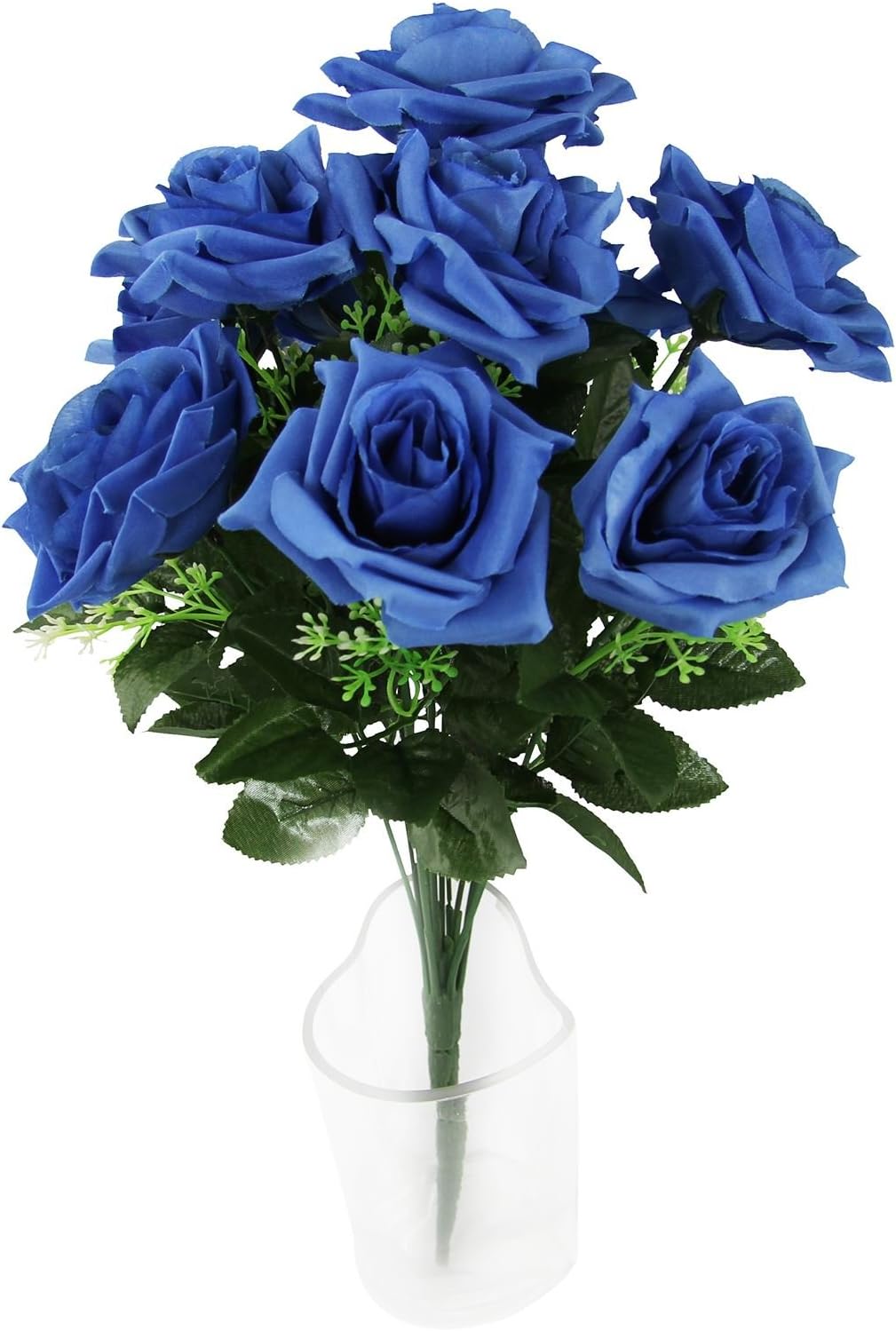 Large 10 Head Open Rose Bouquet! Silk Artificial Fake Flowers Bunch