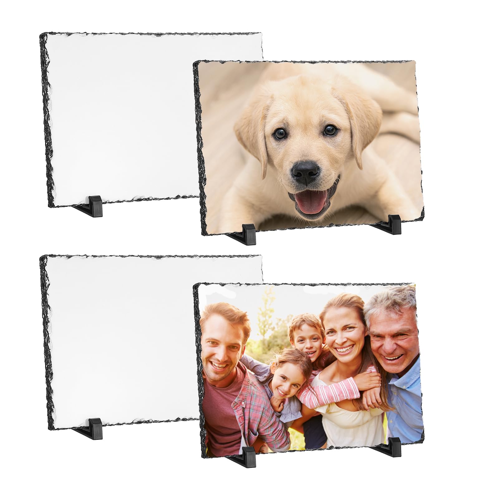 PATIKIL Sublimation Slate Blanks, 4 Pcs Rectangular Stone Sublimation Photo Frame Heat Press Sublimation Plaque for Making Memorial for A Friend, Dog, Personalized Gift, White, 11.8 x 7.9 โ image 1