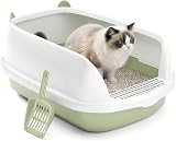 Vivo Technologies Cat Litter Tray Box Open Top with Detachable Rim 48x40x20cm
