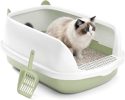 Vivo Technologies Cat Litter Tray Box Open Top with Detachable Rim 48x40x20cm