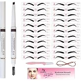 Eyebrow Stencil &amp; Eyebrow Pencil, 30 Eyebrow Shaper Kit, Reusable Eyebrow Template With Strap &amp; Eyebrow Razor, Waterproof Eyebrow Pen, 3 Minutes Makeup, Suitable for 98%