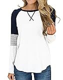 Hilltichu Womens Color Block Round Neck Tunic Tops