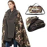 sheelokhwui 4-in-1 Large Camping Blankets - Waterproof, Windproof Fleece Outdoor Blankets for Stadium, Sports, Car, Concert - 81"x57", Portable (Camouflage)