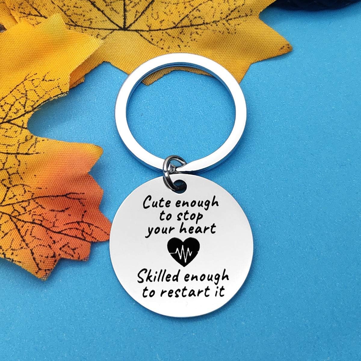 Nurse Gifts Keyring Cute Enough to Stop Your Heart Skilled Enough to Restart It Keyring Nurse Graduation Gifts Birthday Christmas Gifts Nursing Gifts for Medical Students Nurse RN - Image 5